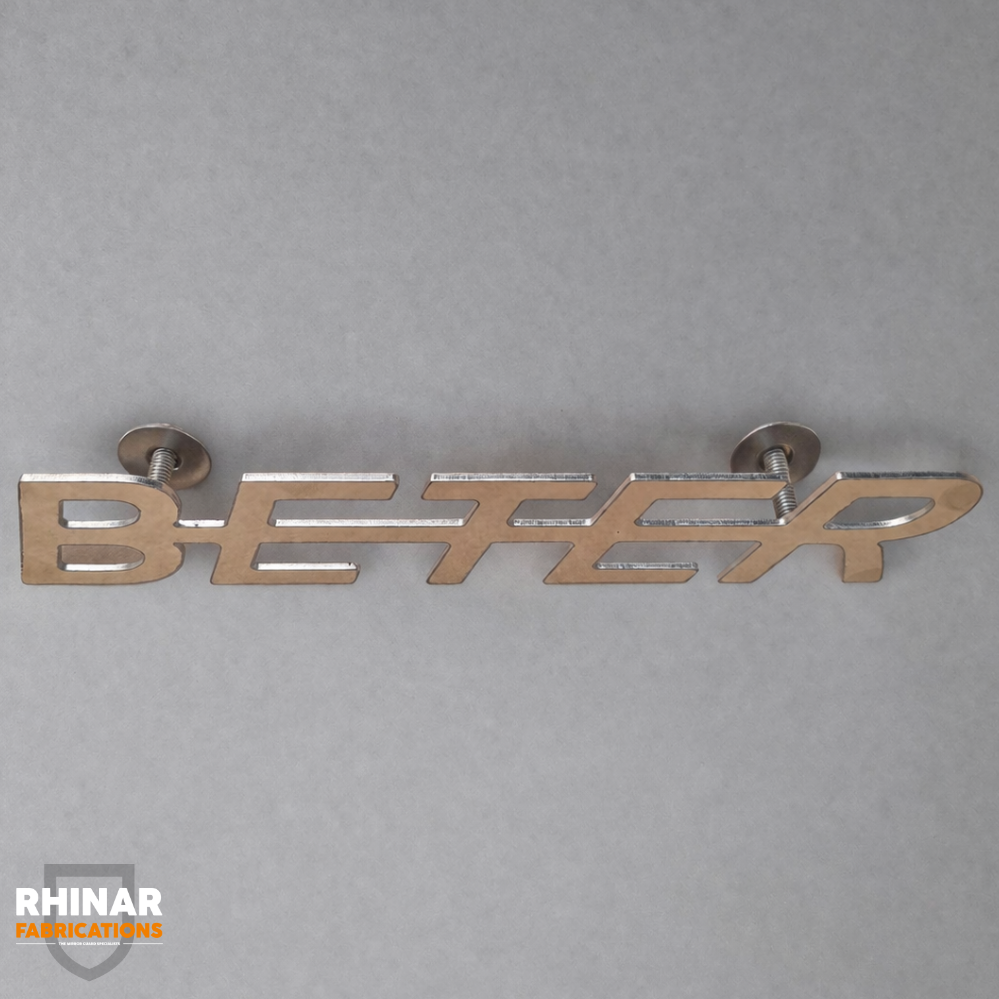 BETER BADGE, 2mm Stainless steel, polished studwelded